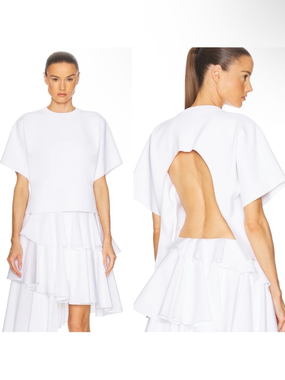 Alaia Open Arch Curved Cut Out Back White Structural T-Shirt size 36/US 4 $2700
